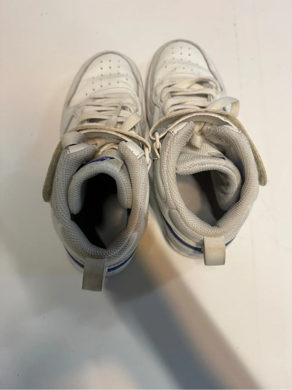 Nike Kids White and Royal Blue High-Top Sneakers